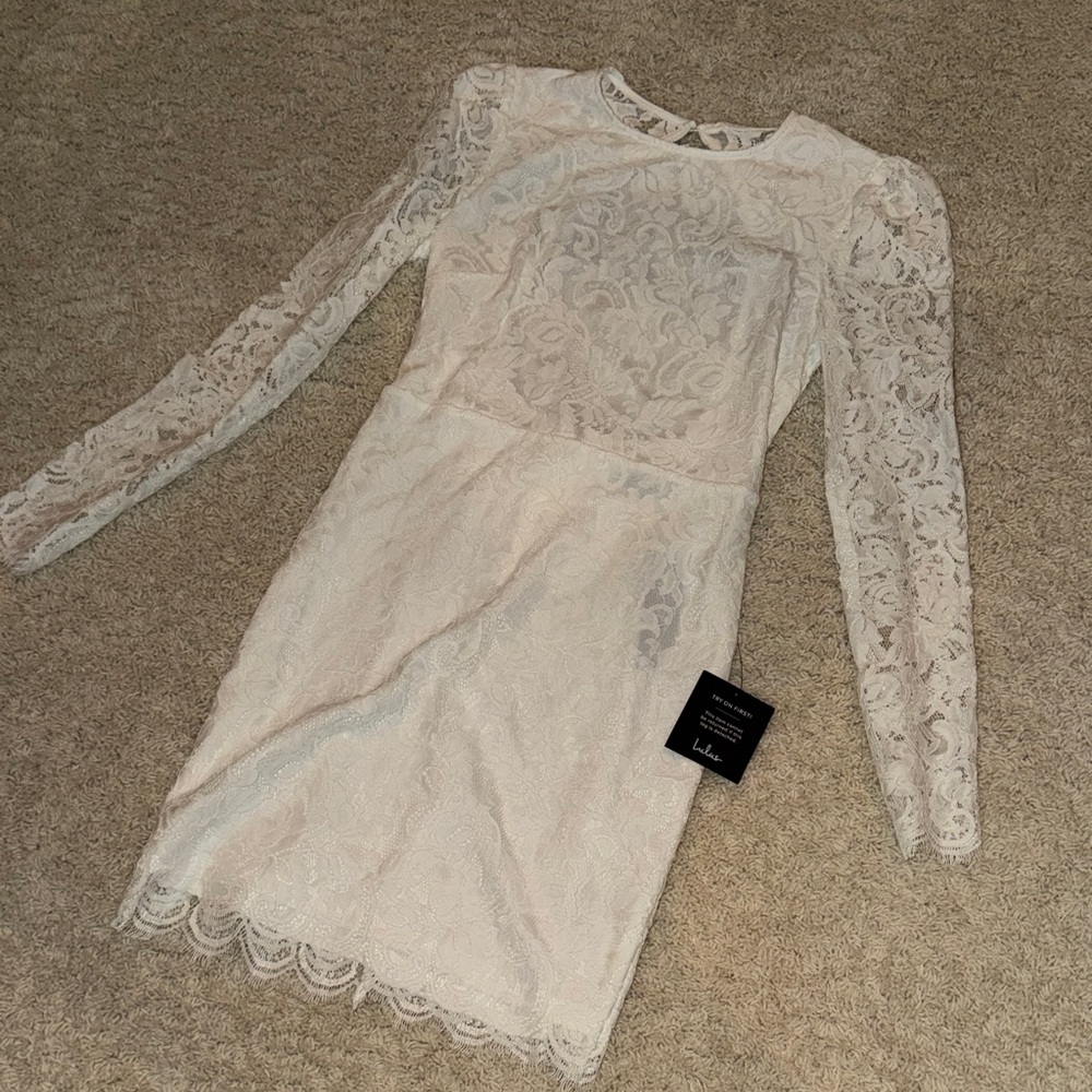 NWT Lulu's Cream Lace Long Sleeve Dress